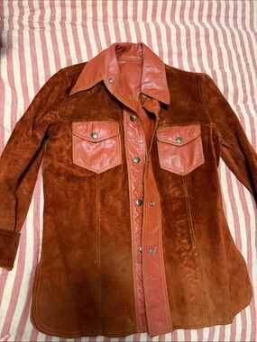VINTAGE 70s Reversible Suede & Leather Trim Women's Jacket- Unbranded